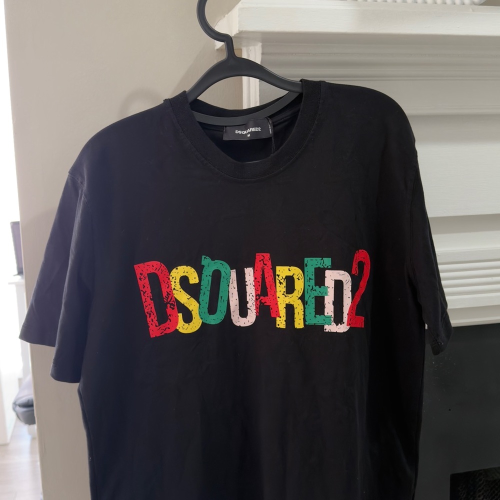 DSQUARED2 Black T-Shirt with Multicolor Logo